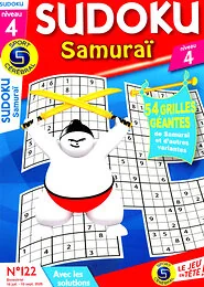 Magazine Sudoku samurai, numéro 122, du 16/07/2026
